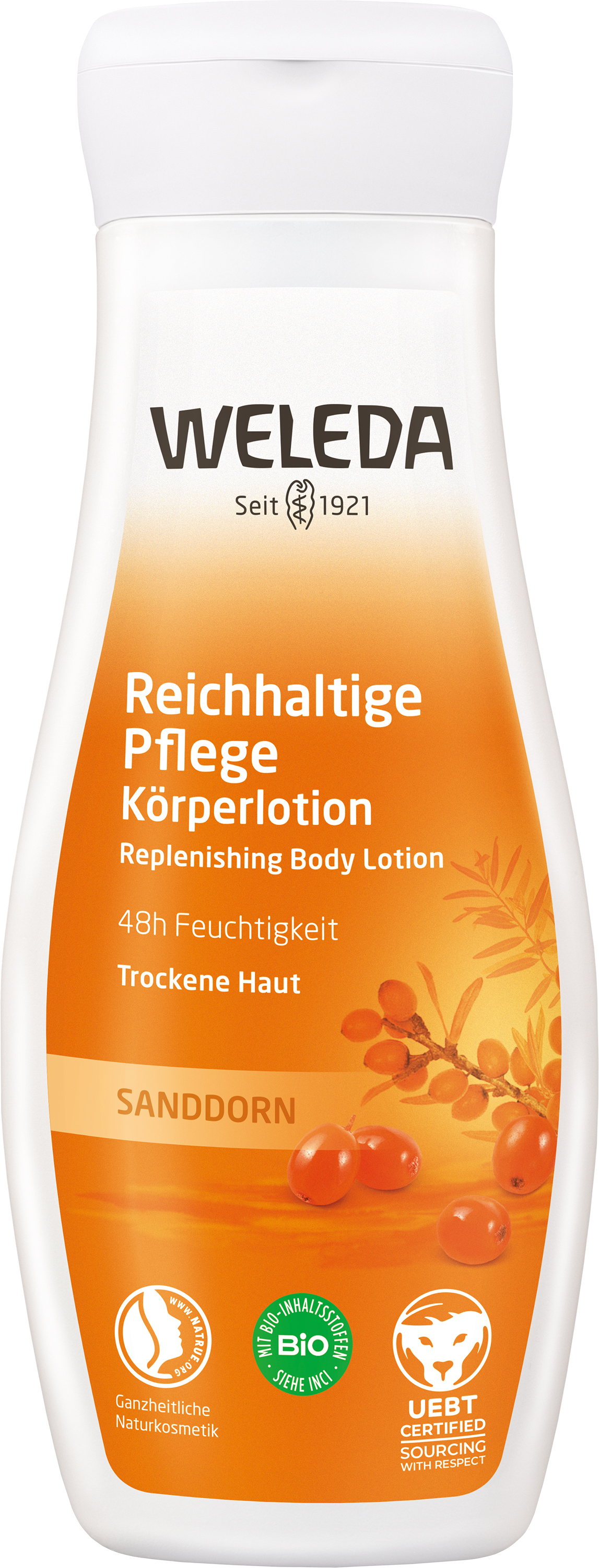 Reichhaltige Pflege Körperlotion Sanddorn I © Weleda