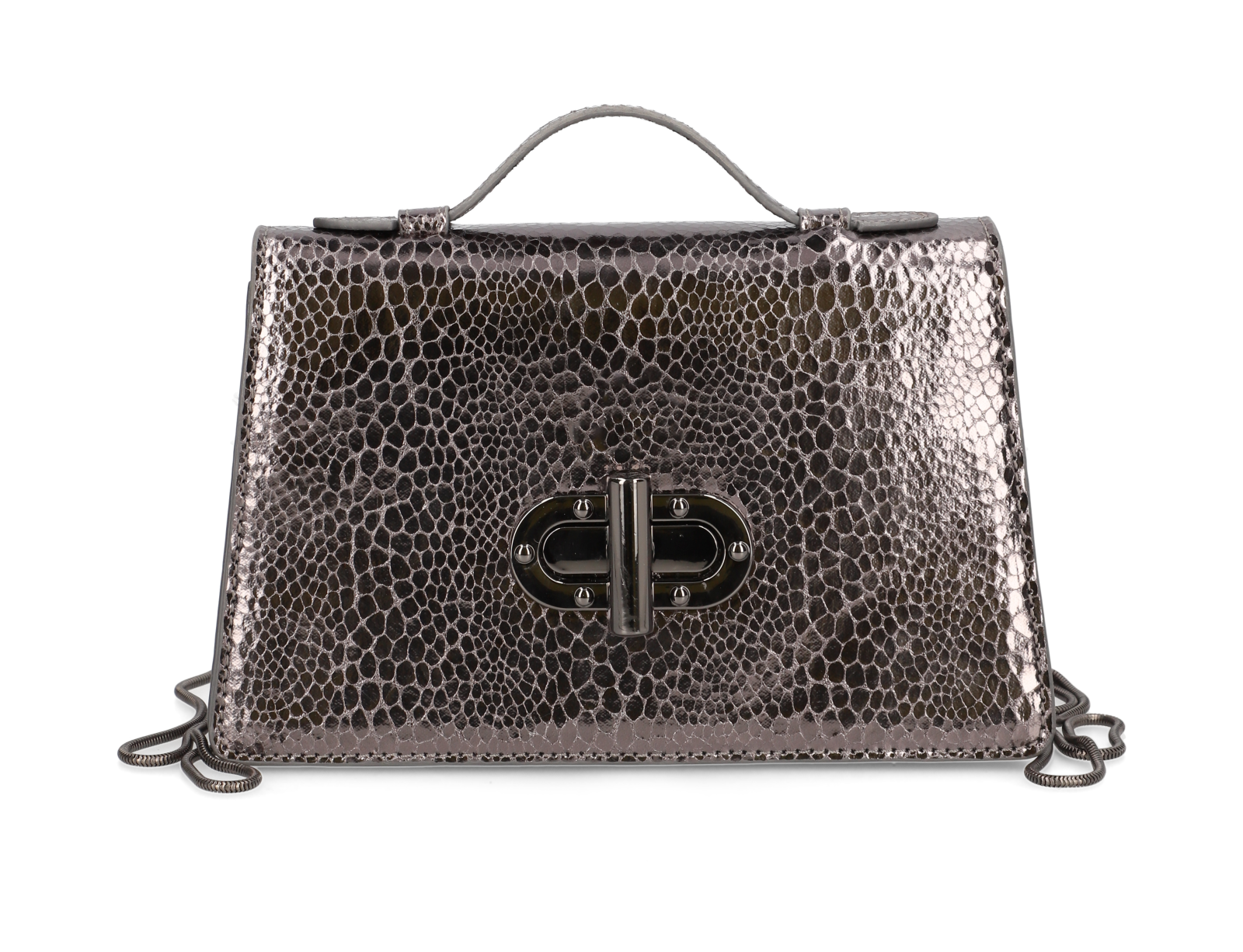 HUMANIC x SILVIA SCHNEIDER Mini Bag in Trapezform in Silber I © humanic.net