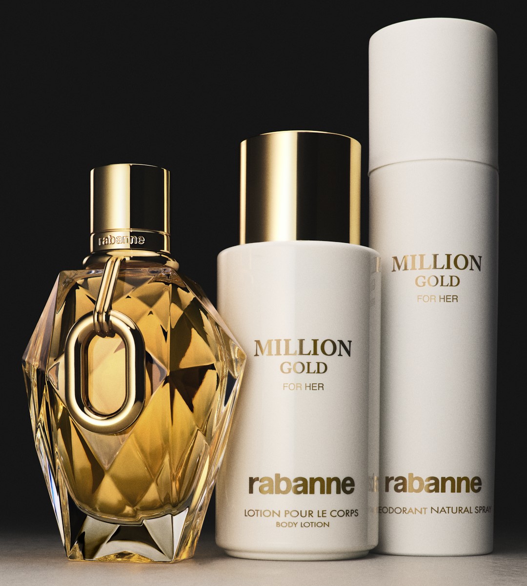 Rabanne Million Gold for her EdP, Body Lotion & Deodorant I © Charles Negre