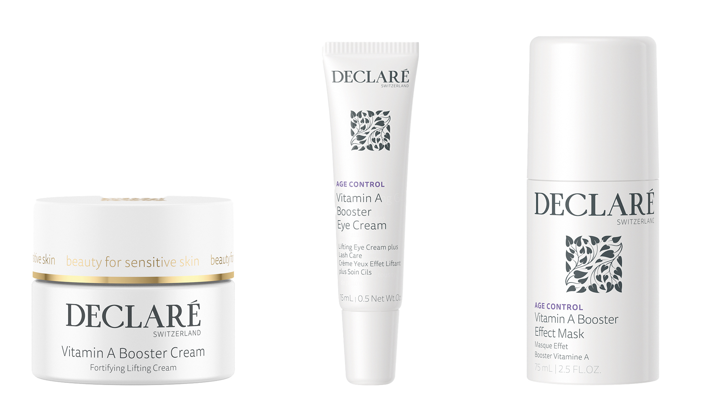 Vitamin A Booster Cream, Vitamin A Booster Eye Cream und Vitamin A Booster Effect Mask I © Declaré