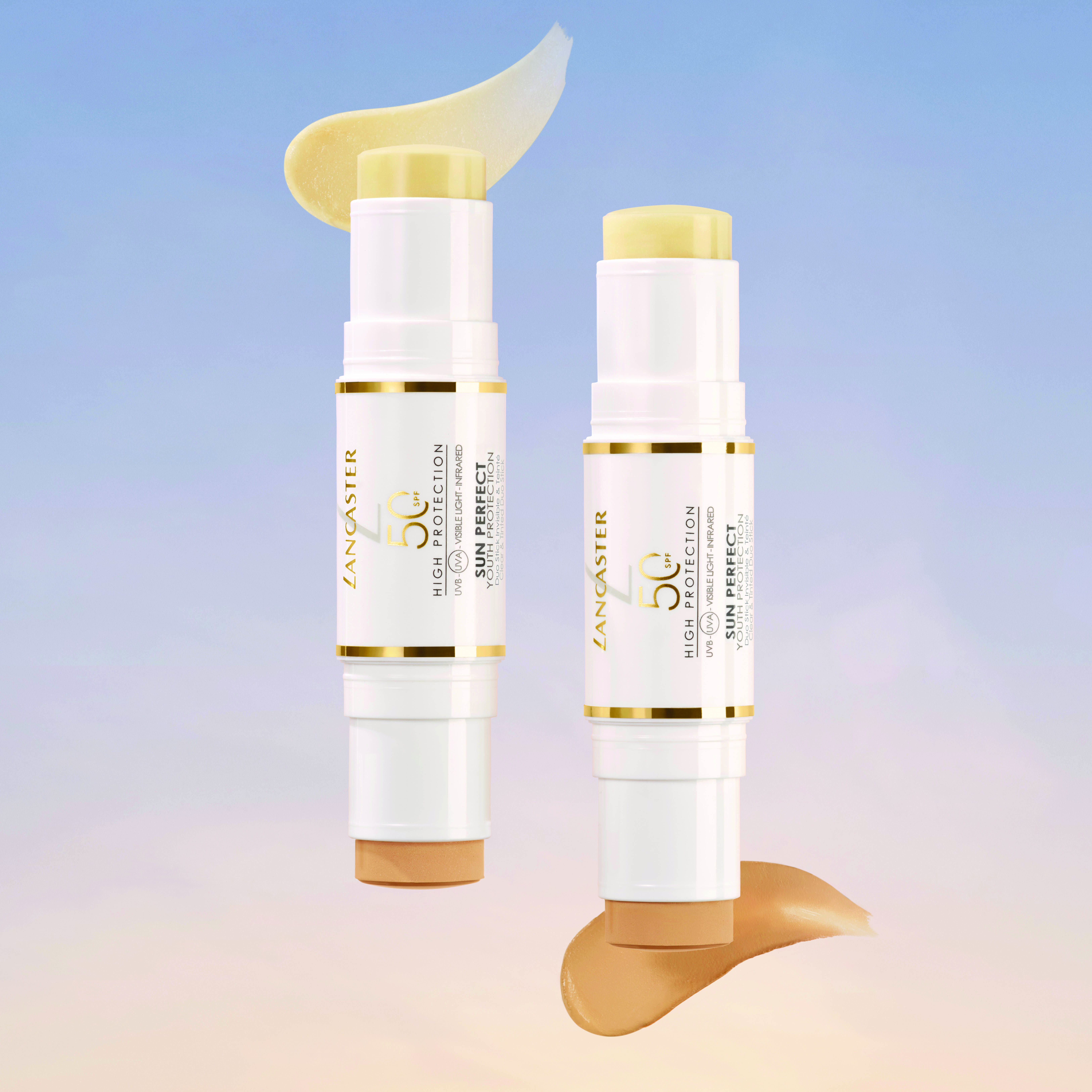 SUN PERFECT Clear & Tinted Duo Stick SPF50 I © Lancaster