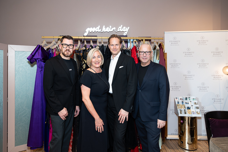 Martin Wagner, Vanessa Steinmetz-Bundy und Hannes Steinmetz sowie Designer Juergen Christian Hoerl I © Steinmetz-Bundy Privatsalon/Gilbert Novy