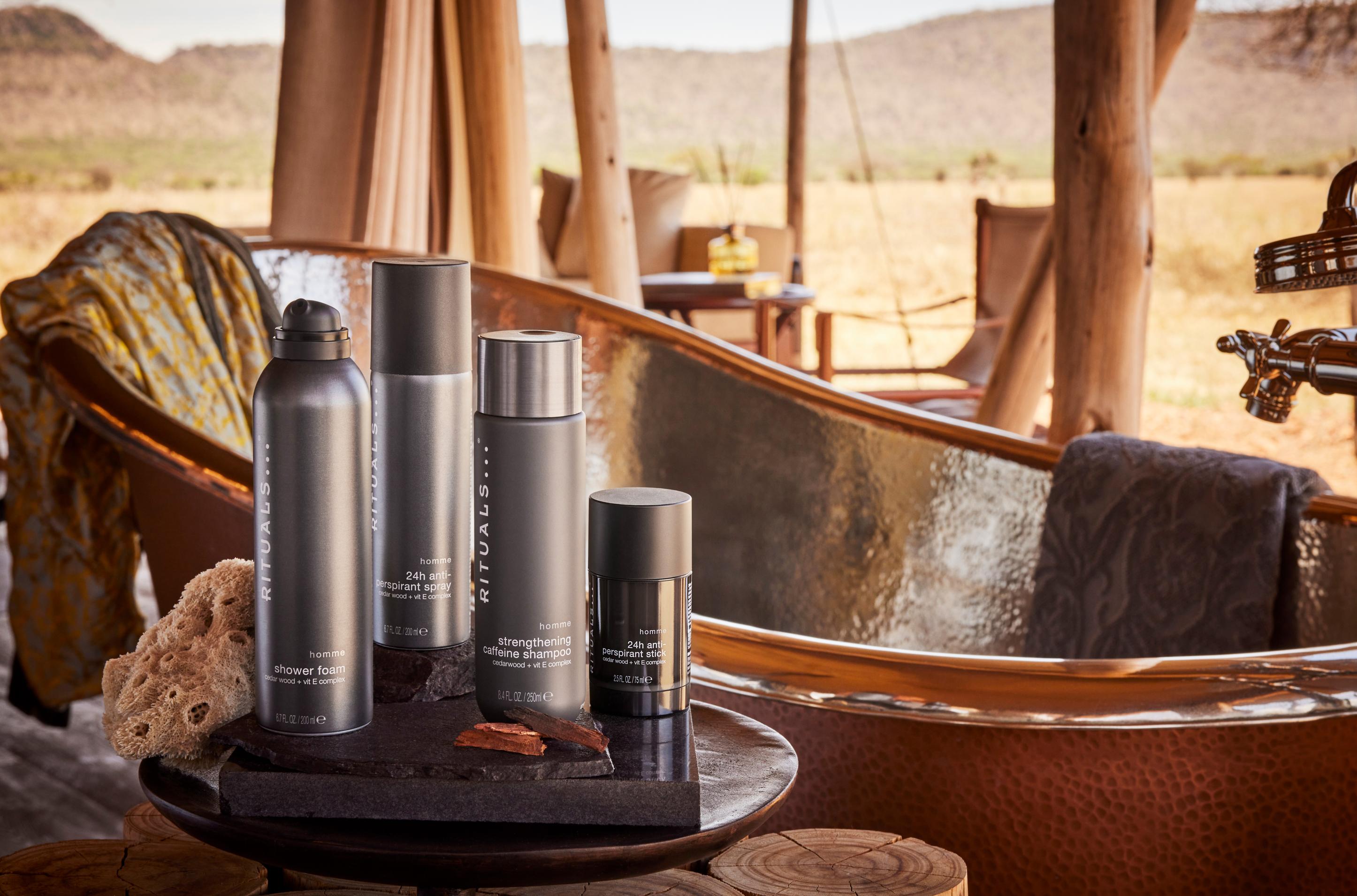 Homme Badeschaum, Shampoo, Anti-Transpirant Spray und 24h Stick I © Rituals Cosmetics