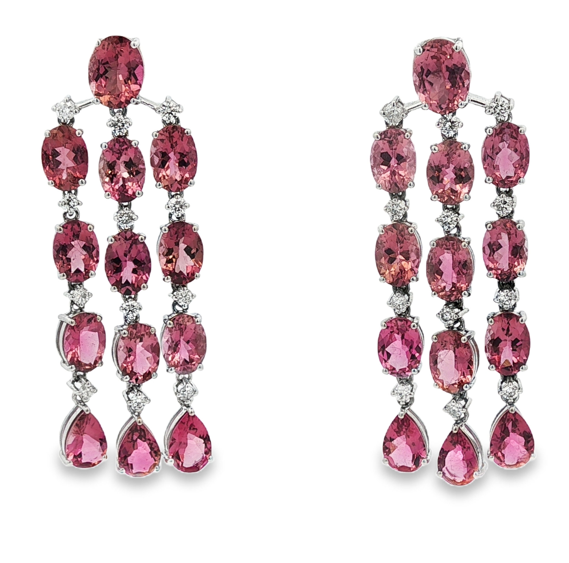 Vintage Dangle-Ohrringe mit Rubelliten und Diamanten I © Rozet & Fischmeister